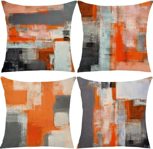 Vista 9 de Fundas de almohada rojas y negras de 16 x 16 pulgadas, almohadas rojas y negras para sofá, fundas de almohada decorativas abstractas