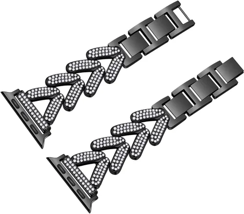 Vista 5 de Juntan Correas brillantes compatibles con Apple Watch de 1.496 pulgadas, 1.575 pulgadas, 1.614 pulgadas, 1.654 pulgadas, 1.732 pulgadas, 1.772