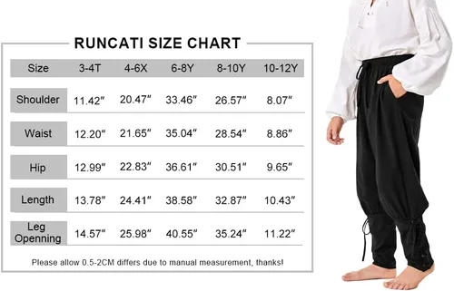 Vista 6 de Pantalones de tobillo medievales para niños y niños, disfraz de pirata vikinga, con cordones y bandas cónicas, pantalones góticos