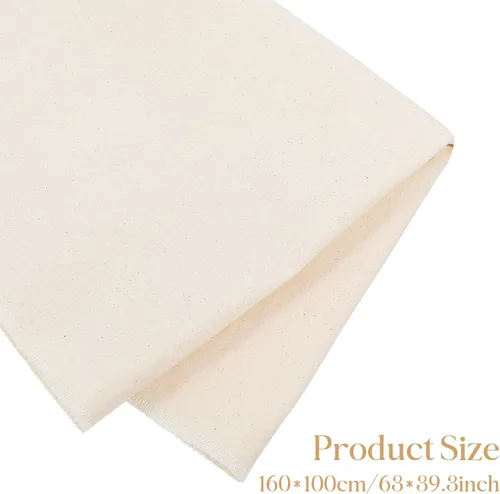 Vista 2 de Tela de muselina de algodón de 63 x 40 pulgadas, tela de lino de muselina sin blanquear, telas de muselina de algodón natural beige para coser ropa