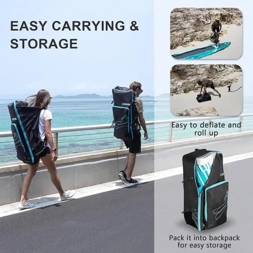 Vista 6 de Kayak inflable, kayak plegable ligero y duradero, kayak inflable, kayaks para adultos remando en ríos, lagos y aguas costeras
