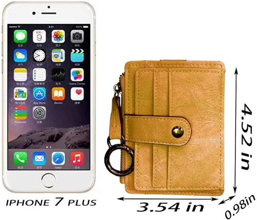 Vista 7 de Pofee XIO - Tarjetero de RFID delgado y minimalista para mujer, con bolsillo frontal, mini monedero con llavero