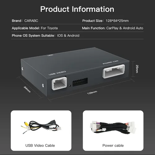 Vista 5 de CARabc Adaptador Inalámbrico Carplay Android Auto para Toyota con Entune2.0 2014-2019, Compatible