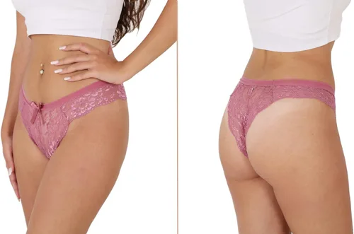 Vista 9 de YEZSTART - Tangas de algodón para mujer, transpirables, suaves, elásticas, con encaje, paquete múltiple