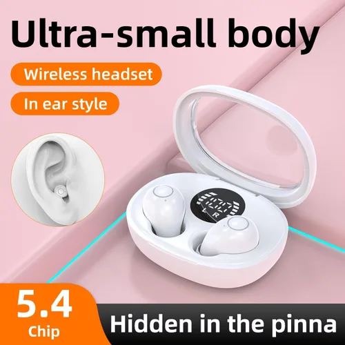 Vista 2 de Invisible Mini Auriculares Inalámbricos Bluetooth 5.4 en Auriculares de Blanco