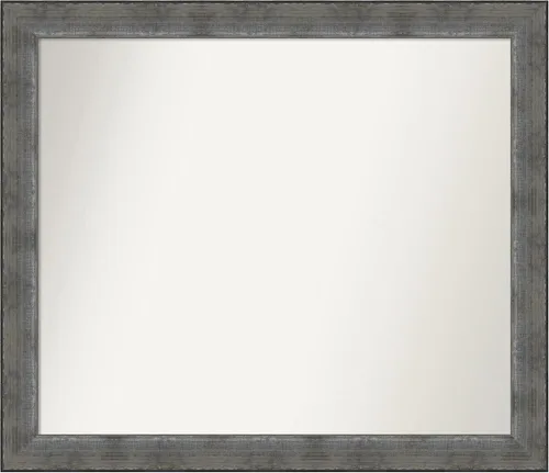 Vista 188 de Amanti Art Espejo de baño plateado para sobre el fregadero, 24 x 24 pulgadas, espejo cuadrado de peltre forjado a medida, marco de madera casual