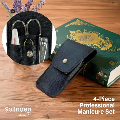 Vista 3 de Solingen Juego de manicura y pedicura, para hombres y mujeres, juego de cortaúñas profesional de manicura y pedicura, acero inoxidable, pinzas