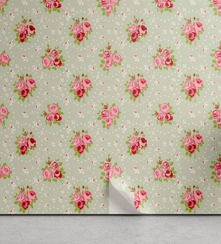 Vista 22 de Lunarable Papel tapiz victoriano de despegar y pegar para el hogar, motivos florales griegos romanos europeos, estilo Art Nouveau inspirados