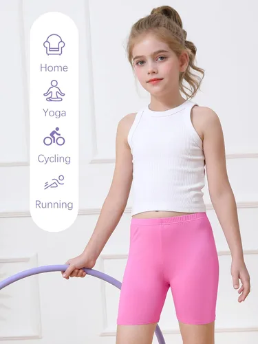 Vista 5 de Resinta Paquete de 6 pantalones cortos de ciclismo para niñas, ropa de verano, multicolor