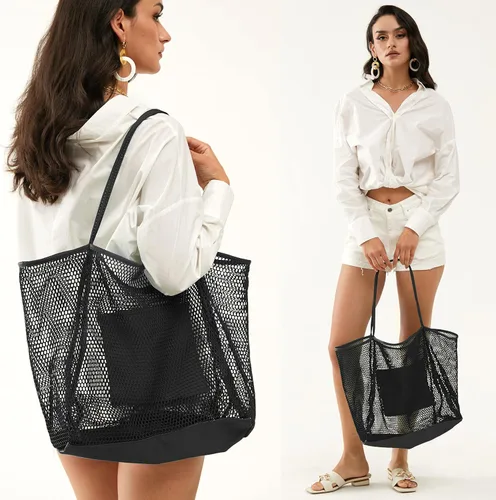 Vista 2 de Bolso de hombro para mujer Hoxis de malla, para la playa