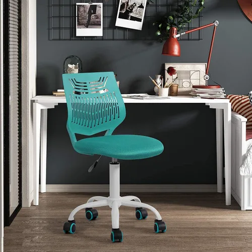 Vista 7 de FurnitureR Silla de trabajo de escritura para adolescentes, niños y niñas, ruedas giratorias de 360 grados, asiento de tela suave, respaldo