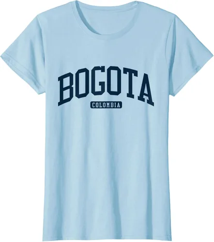 Vista 26 de Bogotá Colombia College University Style Camiseta azul marino, Blanco