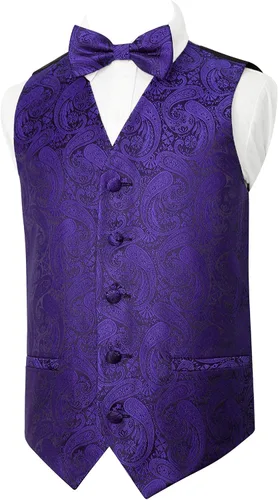 Vista 22 de Alizeal Conjunto de 2 piezas de corbata de lazo preatada de jacquard de cachemira con estampado floral clásico para niños