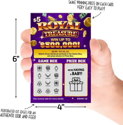 Vista 2 de Paquete de 7 boletos de lotería para raspar de anuncio de embarazo, aspecto auténtico de 4 x 6 pulgadas, ideal para anuncios de bebés, anuncios