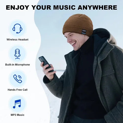 Vista 95 de Rotibox - Gorro inalámbrico con Bluetooth para deportes al aire libre, regalo de Navidad.