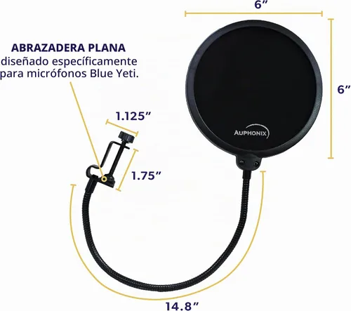 Vista 7 de Filtro de interferencias Auphonix, para micrófono Blue Yeti, Negro
