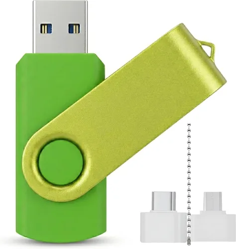 Vista 6 de Mini unidad flash USB de capacidad con 1 OTG (Micro USB) y 1 adaptador tipo C (USB-C) para teléfono móvil (naranja, 128 MB)