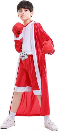 Vista 3 de Disfraz de boxeo clásico para niños, boxeador, juego de rol, disfraz de Halloween, bata de boxeo para niños