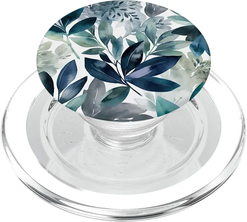 Vista 8 de Patrón de jardín verde floral de eucalipto PopSockets PopGrip intercambiable