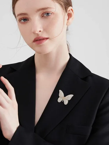 Vista 5 de Broches de mariposa de lujo con circonita cúbica, broche de cristal brillante clásico para bodas, fiestas, banquetes de baile para mujeres, damas