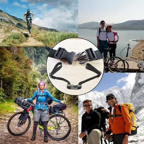 Vista 5 de Correa de pecho para mochila, 2 juegos de correas de esternón para mochilas, accesorios para mochila al aire libre para viajes Negro
