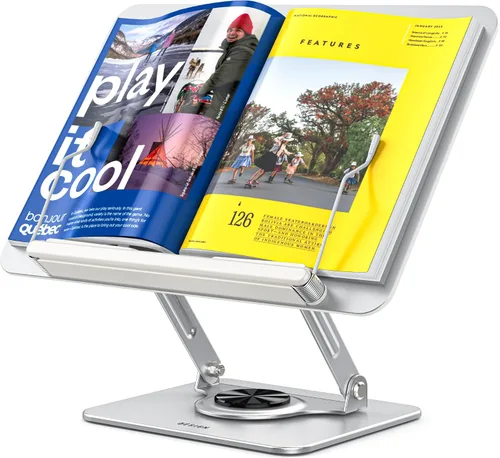 Vista 9 de BESIGN BS02 - Soporte de libro para lectura, soporte ajustable para libros, soporte ergonómico para laptop con clips elásticos para páginas