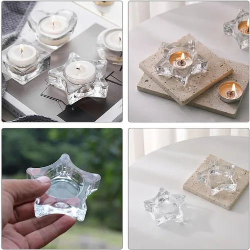 Vista 9 de Portavelas Tealight para Navidad, 2 unidades, portavelas en forma de estrella, para centro de mesa, bodas, mesa de comedor, decoración del hogar