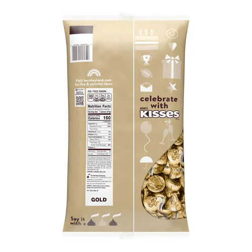 Vista 2 de HERSHEY'S KISSES - Bolsa a granel de chocolate con leche con almendras y caramelos, 60 onzas Hershey Kisses a granel, Kosher y sin gluten