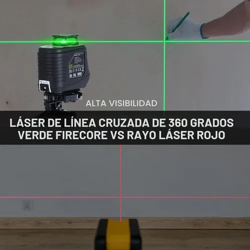 Vista 6 de Firecore Nivel láser 360 autonivelante, láser verde de línea cruzada de 360° de 82 pies, 3 ajustes de brillo, modo de pulso, soporte magnético