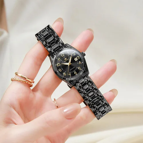Vista 6 de OLEVS Reloj de pulsera de cuarzo para mujer, de acero inoxidable, impermeable, luminoso, fecha, fácil de leer, para mujer