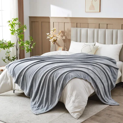 Vista 10 de NEWCOSPLAY Manta de Tiro Súper Suave Aqua Franela Sedosa Premium Fleece con Patrón de Hojas Ligera Manta de Cama para Uso en Todas las Estaciones