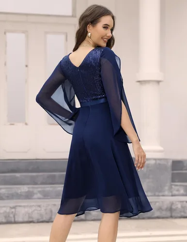 Vista 4 de DRESSTELLS Vestido formal de lentejuelas para mujer, vestido de otoño 2023