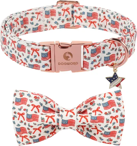 Vista 58 de DOGWONG Collar de otoño para perro con lazo, collar de moño para perro de Acción de Gracias, collar ajustable de algodón de otoño con hoja de arce