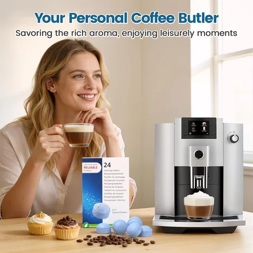 Vista 8 de CPLIKE 24 tabletas de limpieza para máquina de café compatibles con máquinas automáticas Jura para centros de café, limpieza de alta eficiencia