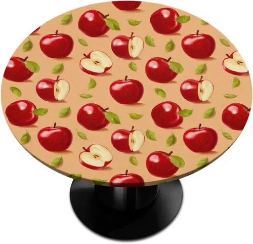 Vista 24 de cfpolar Mantel Redondo Ajustado con Borde Elástico, Mantel Vintage de Manzanas 40"-44" Impermeable Resistente al Aceite para Mesa Redonda, Funda