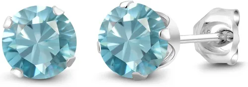 Vista 109 de Gem Stone King Aretes redondos de plata de ley 925 con piedra natal de 0.236 in para mujer