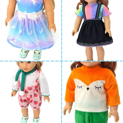 Vista 6 de SOTOGO 8 juegos de ropa de muñeca de 18 pulgadas para muñecas estadounidenses de 18 pulgadas, incluye ropa de moda para muñecas y accesorios