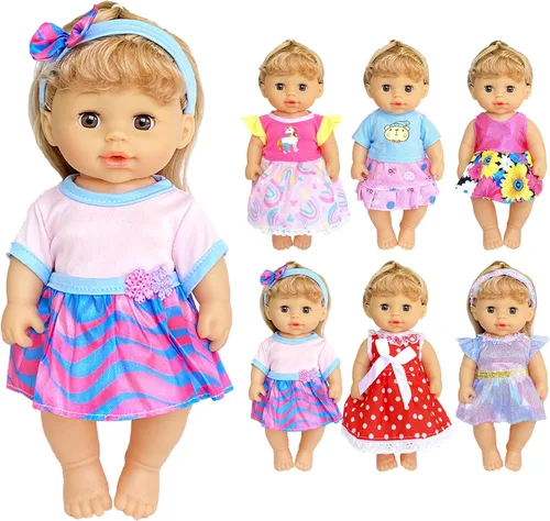 Vista 2 de Ropa de muñeca de bebé – 6 juegos de ropa de niña, vestido de bebé, accesorios para muñecas de 10, 11 y 12 pulgadas.
