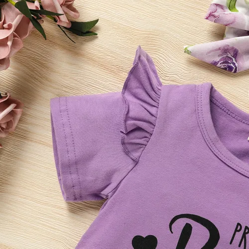 Vista 3 de Trajes florales para niñas y niñas, promovido a hermana mayor, camisa de manga corta + pantalones cortos con lazo floral + diadema, 3 piezas de ropa