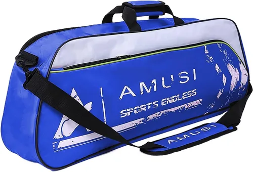 Vista 9 de Bolsa de raqueta de bádminton de tenis con capacidad para 3 – 4 unidades, con compartimento para zapatos y bolsillo lateral para hombres y mujeres