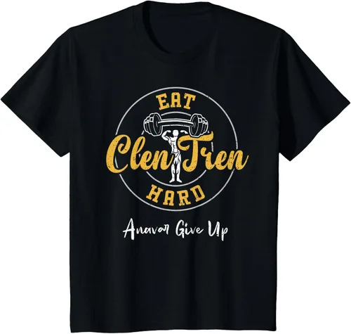 Vista 43 de Culturismo: Comer Clen Tren Hard Anavar Give Up - Camiseta de gimnasio, Negro