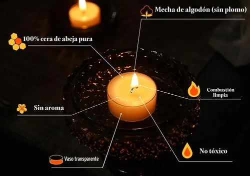Vista 4 de TELOSMA 12 velas de cera de abeja natural, velas orgánicas Clean Burn