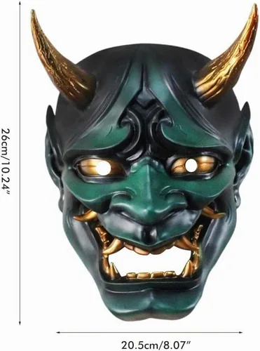 Vista 9 de Máscara de Kabuki Hannya del demonio malvado japonés, decorativa para Halloween, máscara de Oni Samurai Kabuki, Prajna Devil, máscara de Hannya