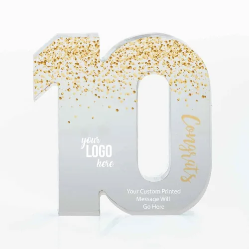Vista 10 de Baudville Trofeo acrílico a todo color – 3 años de servicio al empleado – Transparente – Premio para empleados – Impresión personalizada de hasta