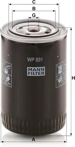 Vista 2 de MANN-FILTER WP 931 Filtro de aceite - APLICACIONES FUERA DE CARRETERA For Off-Highway, Highest Filtration Performance, Engine Protection, High