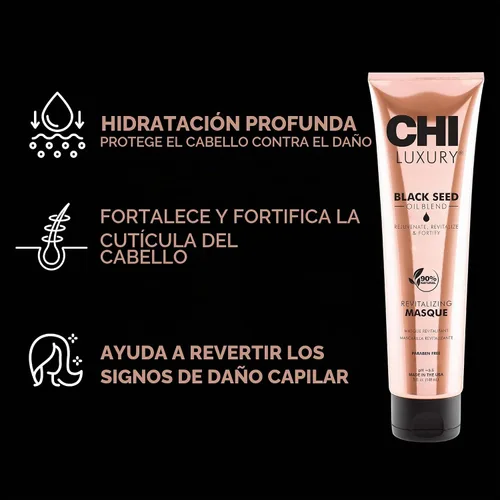 Vista 2 de CHI Máscara revitalizante de aceite de semilla negra de lujo, 5 onzas líquidas