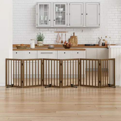 Vista 30 de Puerta plegable negra para mascotas de 18-55 pulgadas para escaleras y puertas, valla de puerta para cachorros