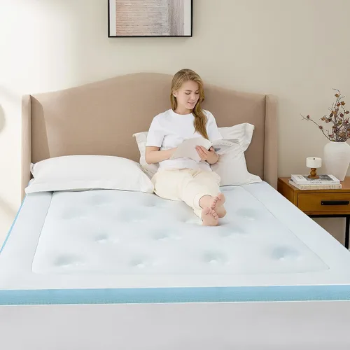 Vista 15 de Hansleep - Cubrecolchón de espuma viscoelástica tamaño individual Viscose Derived from Bamboo, Twin Size Mattress Pad Cover for Back Pain Relief