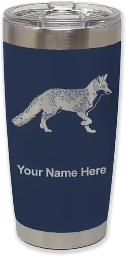 Vista 20 de LaserGram Vaso aislado al vacío de 20 onzas, zorro, grabado personalizado incluido (negro)