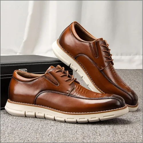 Vista 6 de JITAI Zapatos de vestir Oxford casuales para hombre, zapatos de moda de negocios con cordones para hombres